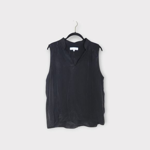 FRAME Cali Womens Silk Sleeveless Blouse XL Black Capsule Ready - Picture 2 of 9